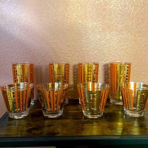 Set of 8 vintage Fred Press drinking glasses 4 tall t short